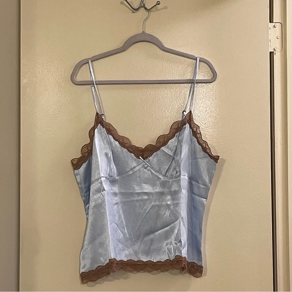 OLD NAVY Brown Lace Trim Satin Camisole in Blue - Picture 1 of 4